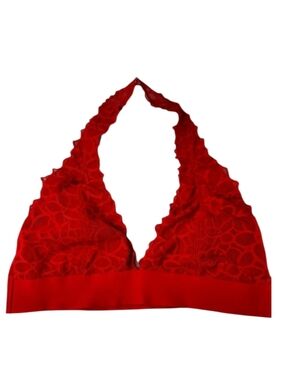 PINK Victoria's Secret Red Lace Halter Bralette SZ M(A-C)